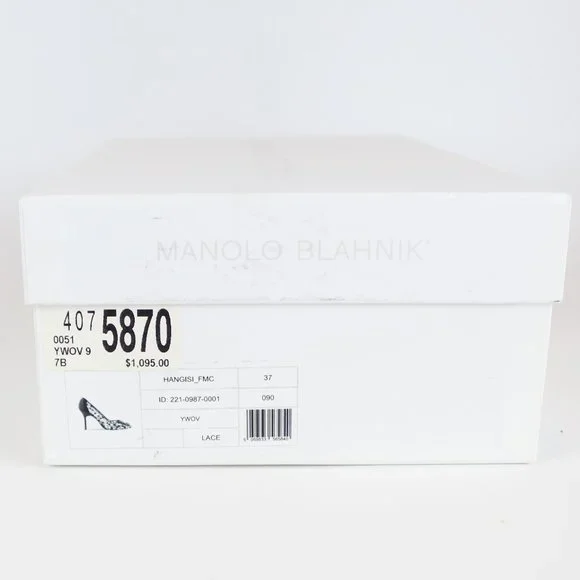 NEW MANOLO BLAHNIK Hangisi Mid-Heel Satin & Lace Pumps - Picture 13 of 13